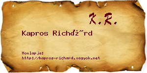 Kapros Richárd névjegykártya