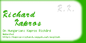 richard kapros business card